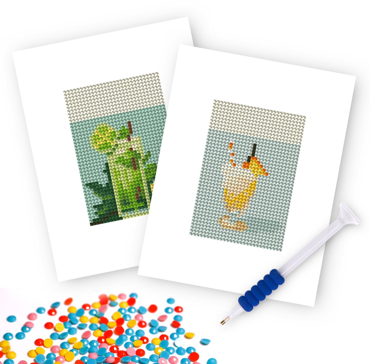 Rubye® Mini Diamond Paintings - 2 stuks - Volwassenen - Diamond Painting Kinderen - Set - Mojito & Pina Colada - 15x20cm