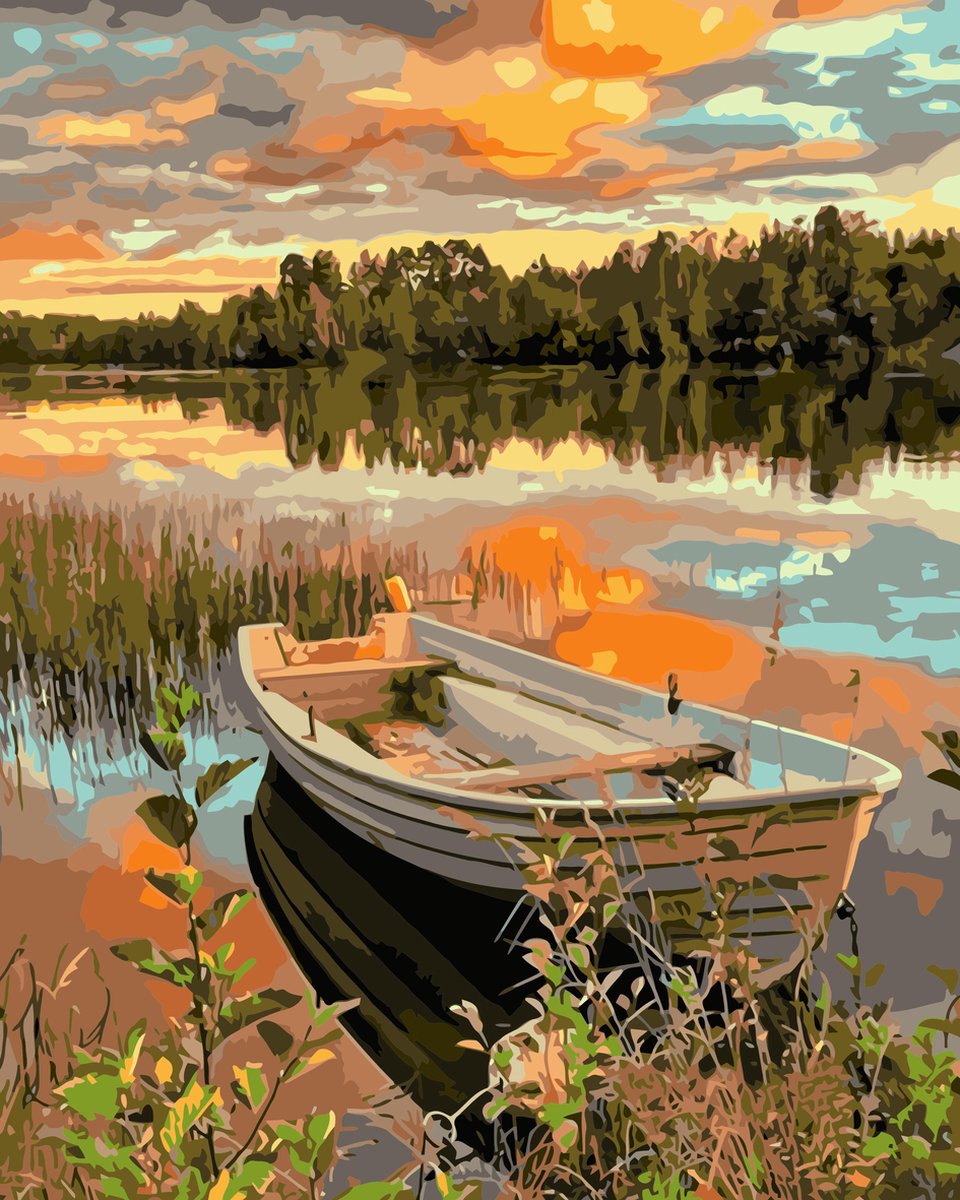 Rubye® Schilderen Op Nummer Volwassenen – Bootje – Met Frame en Standaard – 40x50cm