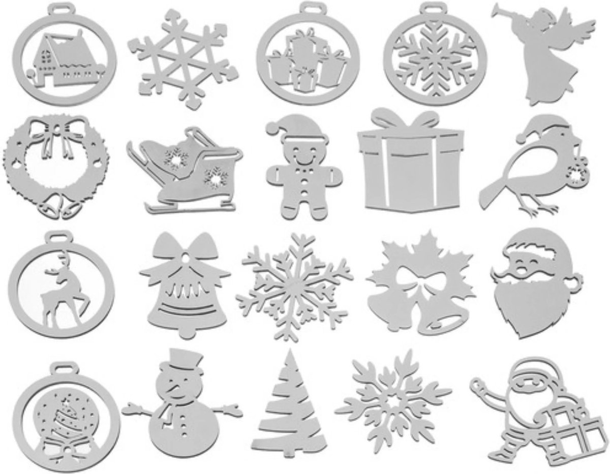 Ruhhy Houten Kerstballen – 20 stuks, Wit, Breukbestendig – Perfect voor Kerstboomdecoratie