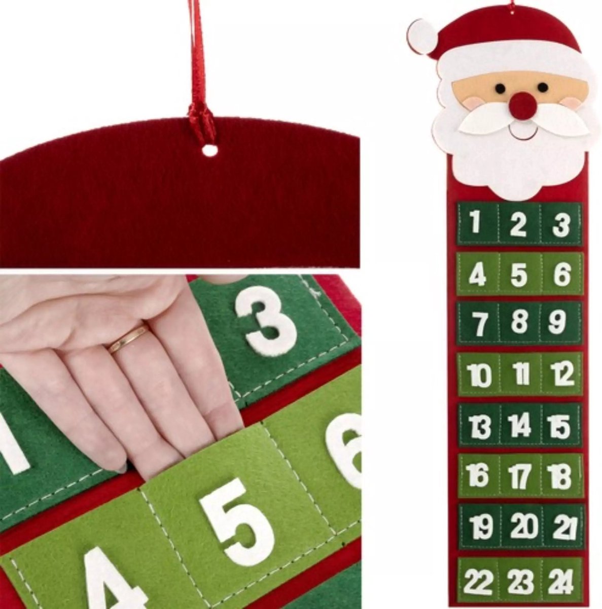 Ruhhy Vilt Adventskalender met 24 Zakjes - Perfect voor Kerst Aftellen