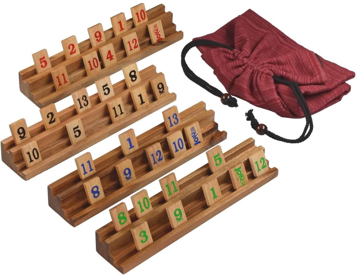 Rummikub – Handgemaakt Houten Cijferspel met Tegels & Standaards