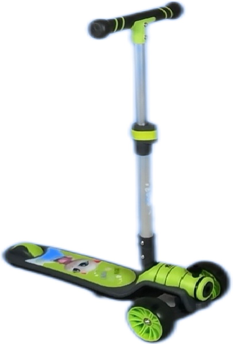 Kinderstep - opvouwbare kinderstep - met 3 verstelbare hoogtes - 3 knipperende wielen en antislip deck - geschikt voor 3-12 jaar jongens en meisjes - tot 80 kg - LED Wielen - Opvouwbaar- Groen