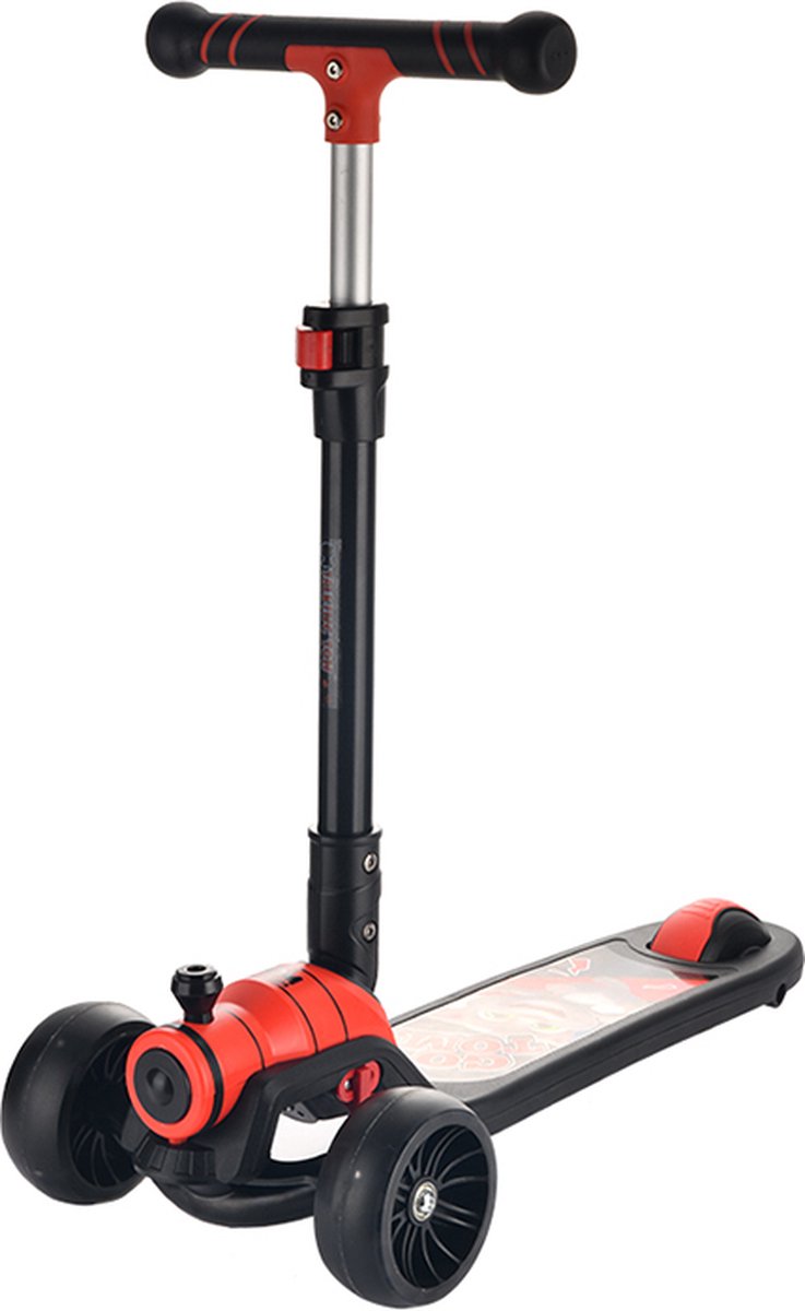 Kinderstep - opvouwbare kinderstep - met 3 verstelbare hoogtes - 3 knipperende wielen en antislip deck - geschikt voor 3-12 jaar jongens en meisjes - tot 80 kg - LED Wielen - Opvouwbaar- Rood