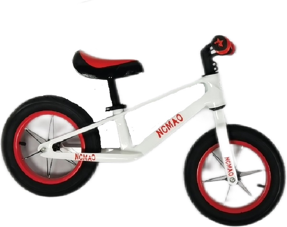 Loopfiets-kindersportbalans fiets-Fiets zonder pedaal-competitieve kindersportbalans fiets-12 inch-voor kinderen van 2 3 4 5 6 7 jaar voor jongens en meisjes-Verstelbare stoel-Luchtbanden-Comfortabel en zeer licht- Wit