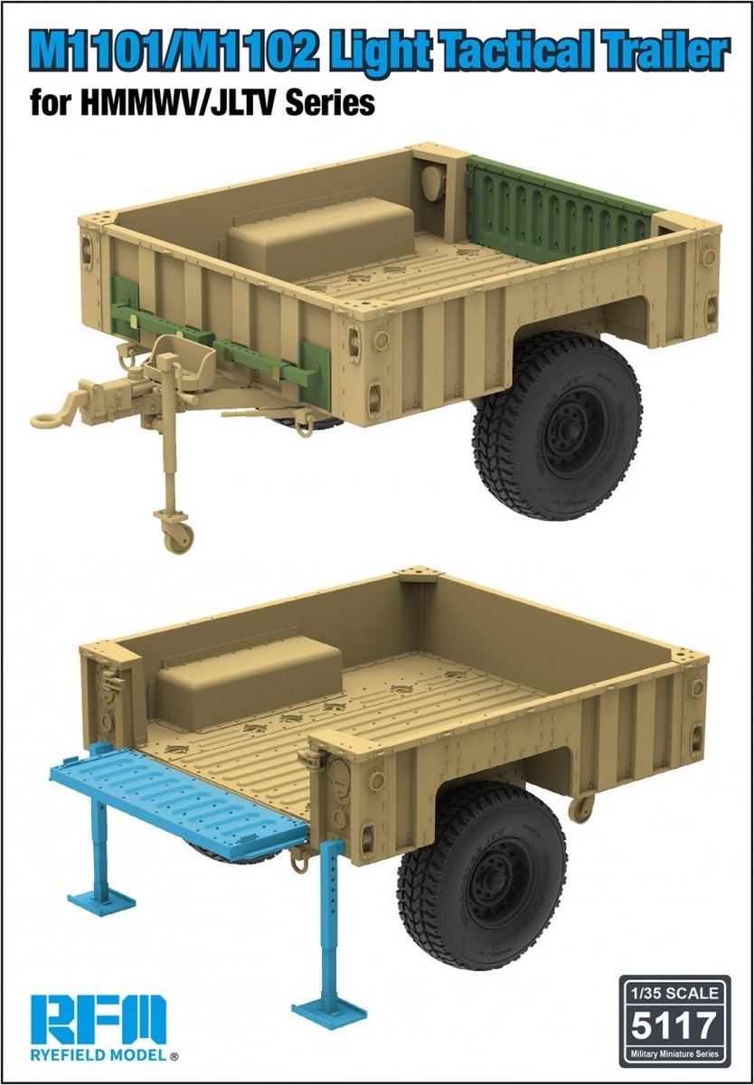 Rye Field Model Modelbouwpakket Militaire voertuigen - 5117 M1101/M1102 Lichte Tactische Aanhanger voor HMMWV/JLTV-serie Plastic - 1:35 -