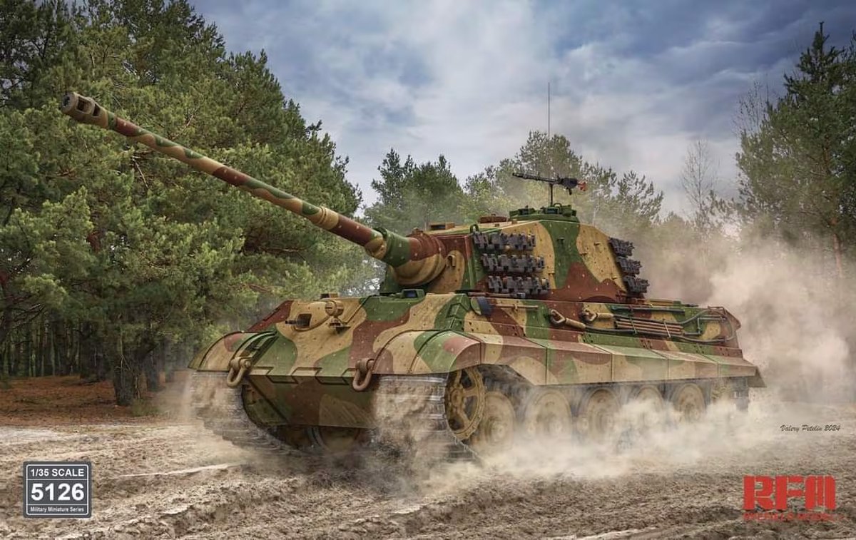 Rye Field Model Modelbouwpakket Militaire voertuigen - 5126 Duitse King Tiger Pzkpfw VI Tiger Ausf.B Sd.Kfz. 182 Henschel-koepel - Upgraded versie Plastic - 1:35 -