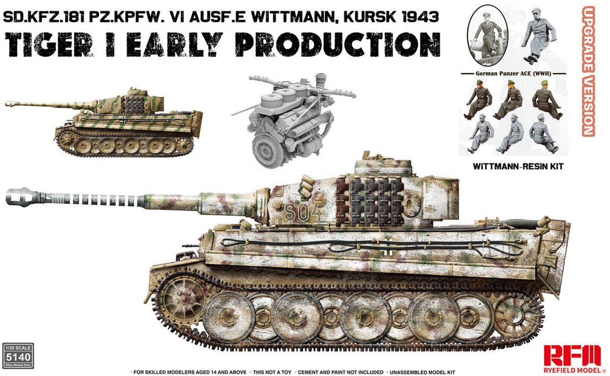 Rye Field Model Modelbouwpakket Militaire voertuigen - 5140 Sd.Kfz. 181 Pz.Kpfw. VI Ausf. E Tiger I Vroege Productie - Kursk 1943 - Upgradeversie Plastic - 1:35 -