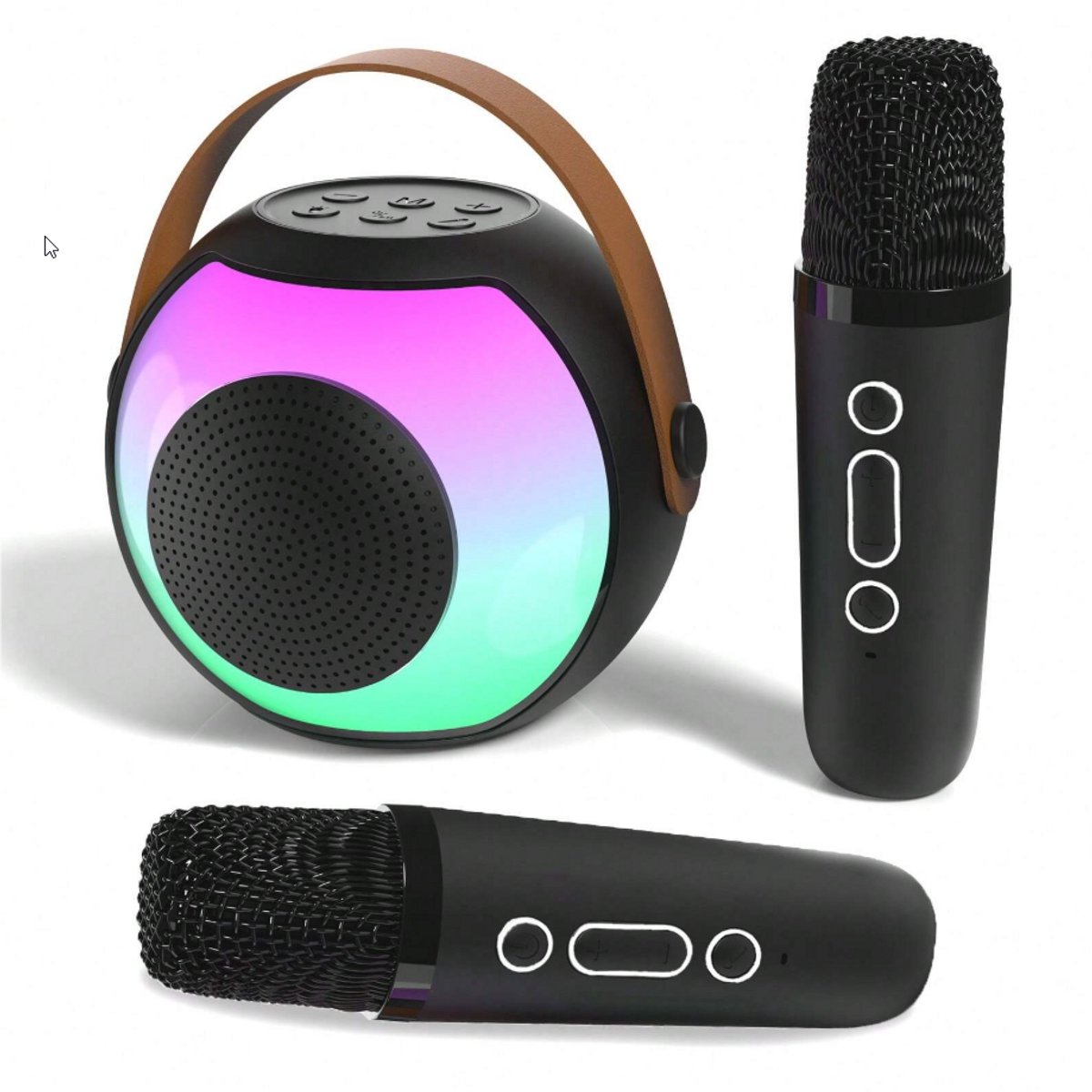   Draagbare Draadloze Karaoke Speaker met Microfoon – LED RGB & HIFI Geluid - Zwart