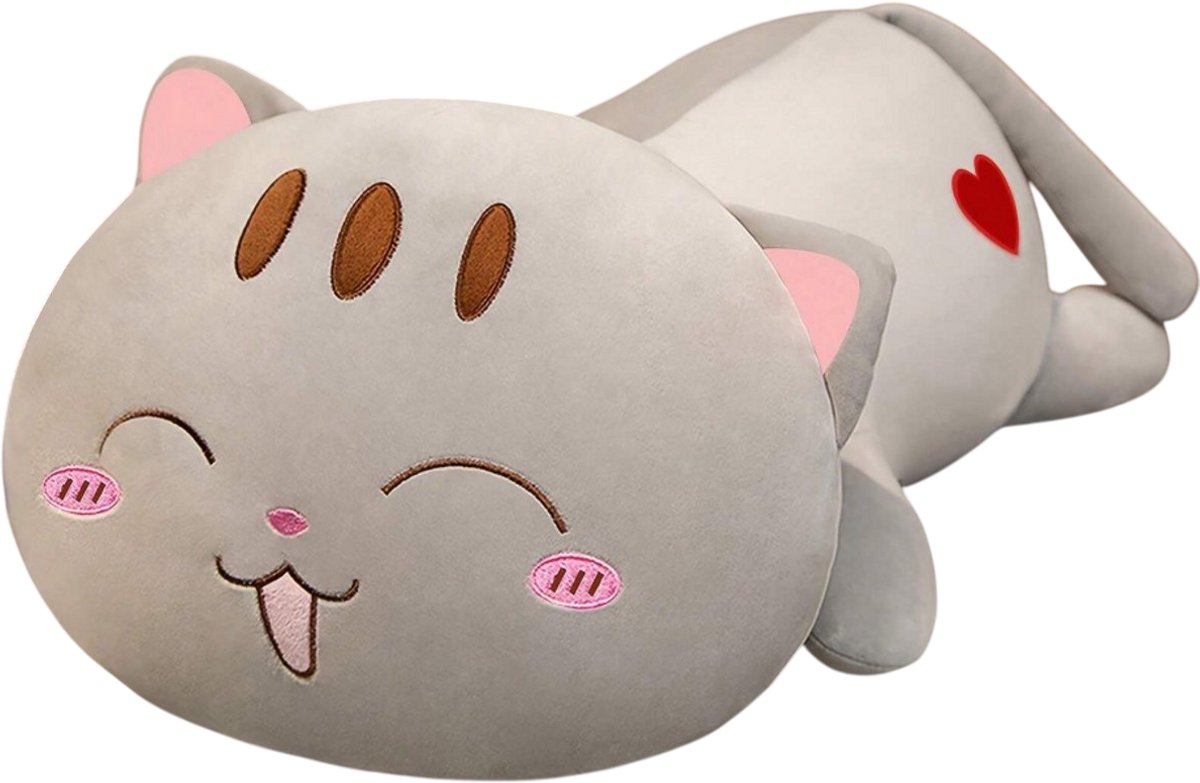 S&E Schattige Kat Knuffel – Zacht & Knuffelbaar - Grijs