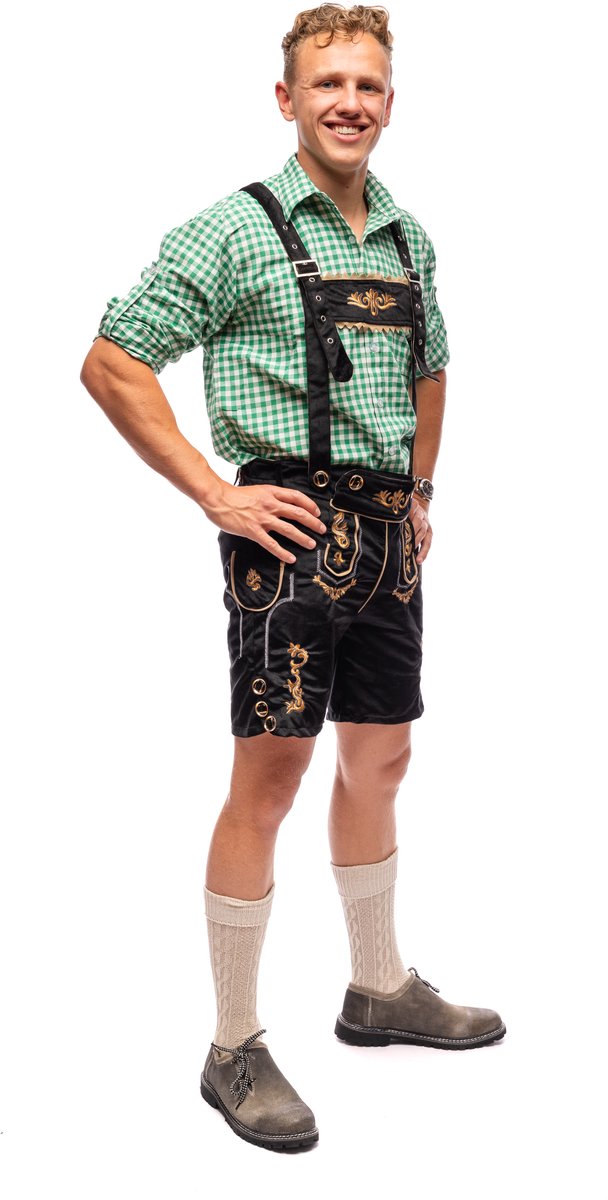 Samex® Lederhosen Man - Oktoberfest Kostuum Heren - Korte Lederhose - Verkleedkleren mannen - Carnavalskleding - Zwart - Maat XL