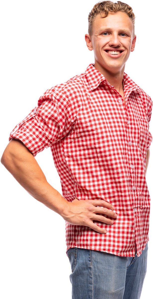 Samex® Oktoberfest Heren - Blouse - Tiroler Overhemd - Lederhosen Man - Rood - Wit - Maat L