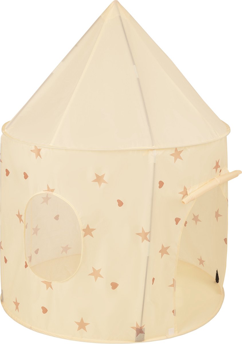Selonis Kindertent  en 100X130cm/100 Ballen In Paviljoenvorm Voor Kinderen Makkelijk Op Te zetten Draagbaar Speelhuisje Voor Binnen En Buiten, Licht Beige: Pastel Beige/Pastelblauw/Pastelgeel/