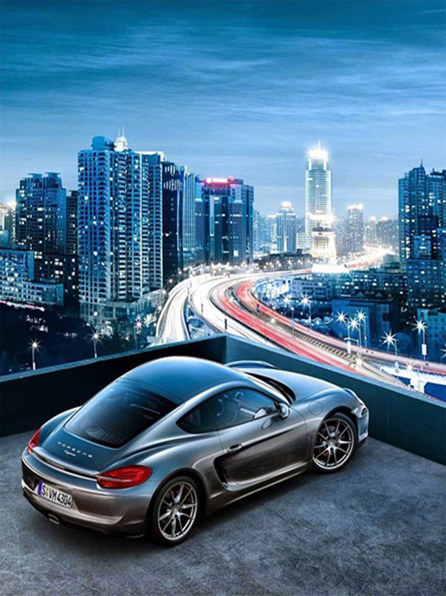 Diamond Painting - Snelle sportwagen in de stad - 30x40 cm - Volledige bedekking - FULL - Vierkanten steentjes - SEOS Shop ®