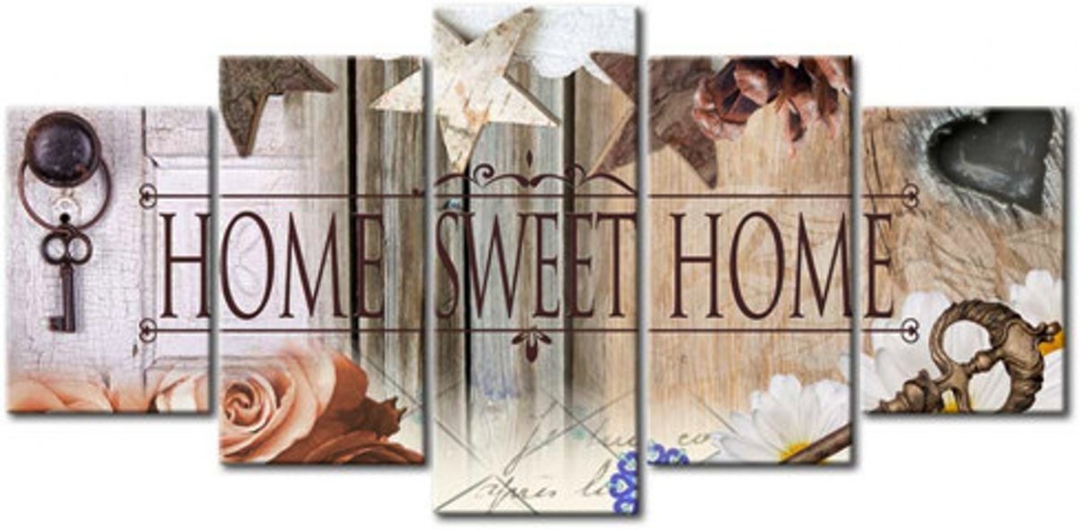 Home Sweet Home - Diamond Painting - 5 Luik - FULL - Hout Look