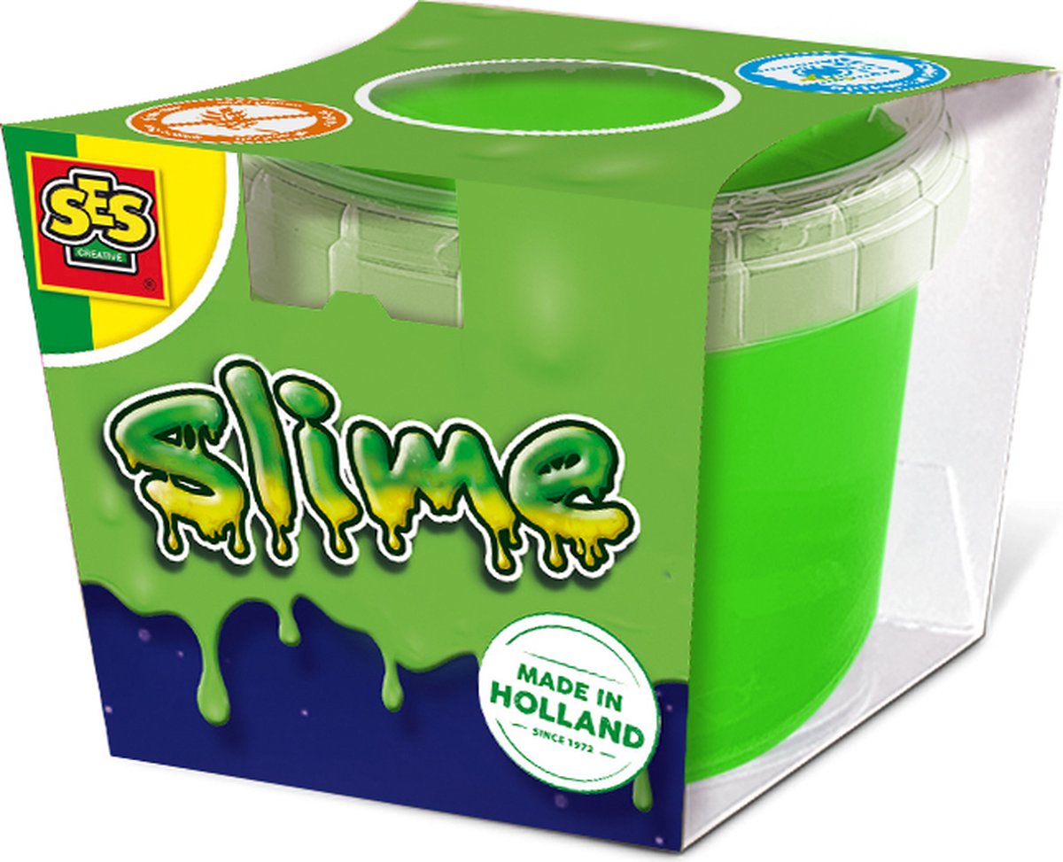 SES Creative - Slime Neon Groen - Slijm in felle neon kleur – Kant en klare slijm - Spelen met slijm – 140 gram - Kerst cadeautjes