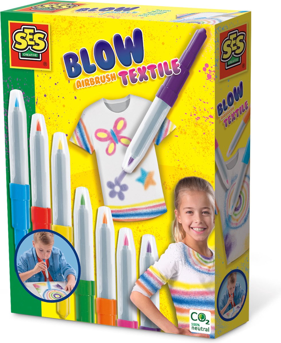   - Blow airbrush pens - Textiel - 7 heldere kleuren - om kleding te versieren - mooie kleurovergangen