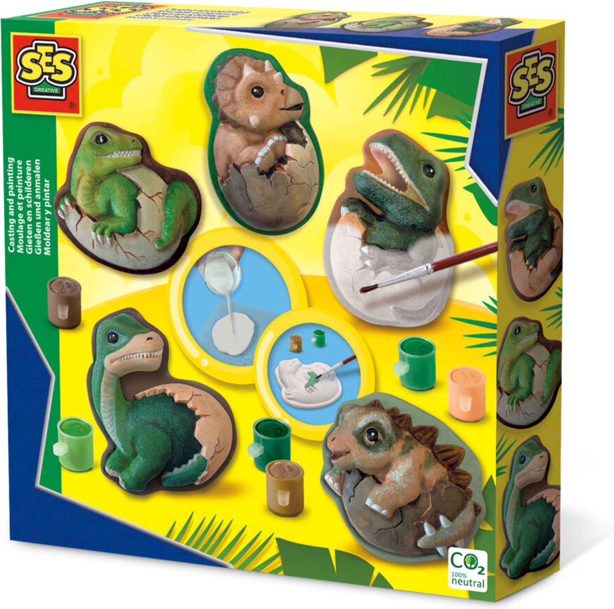   - Gieten en schilderen - Dino eieren - sneldrogend gips - heldere kleuren verf - goed uitwasbaar