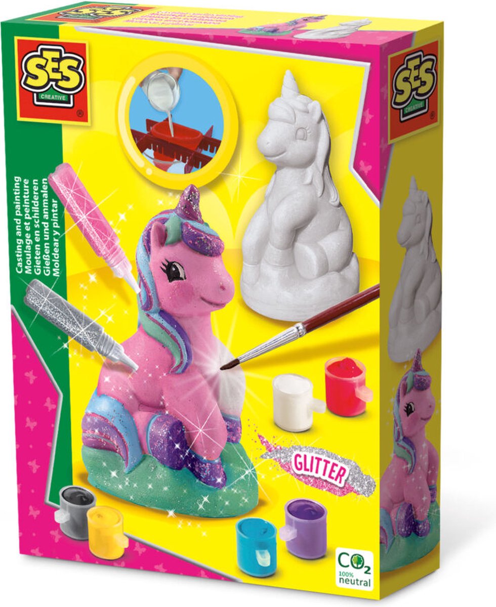   - Gieten en schilderen - Unicorn - gips gieten - sneldrogend gips - heldere kleuren en goede verf dekking - goed uitwasbaar