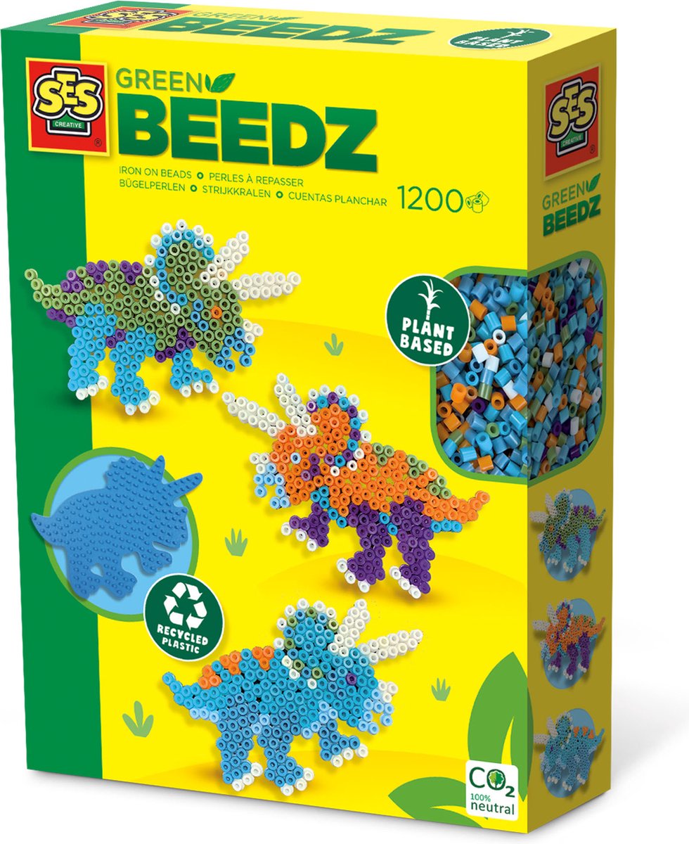   - Green Beedz - Strijkkralen set triceratops dino - gemaakt van recyclede materialen - PVC vrij