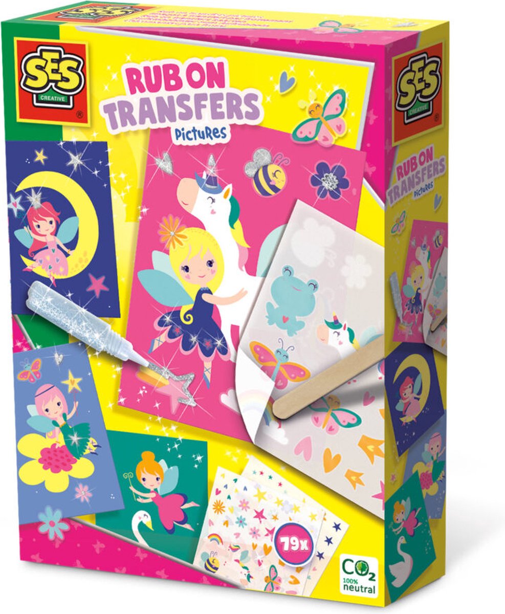   - Rub on transfers kaarten - versier kaarten met vrolijke figuren - met glitterlijm