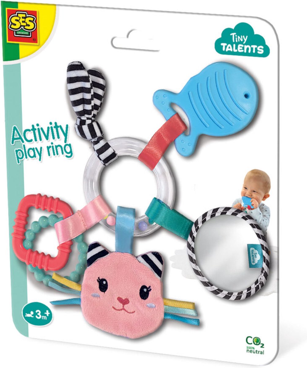   - Tiny Talents - Activiteiten speelring - Katy kat - stimuleert alle zintuigen - eenvoudig vast te pakken