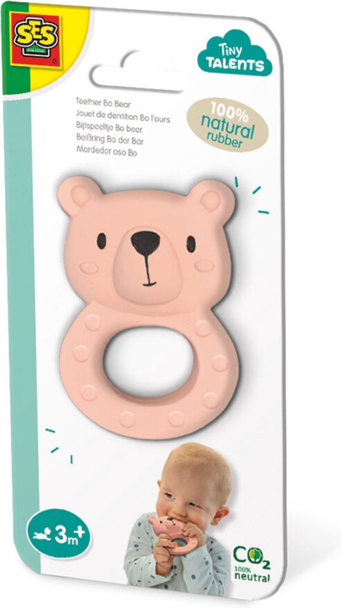   - Tiny Talents - Bijtspeeltje Bo beer - 100% natuurrubber - met handige zachte handgreep - gemaakt van veilige materialen