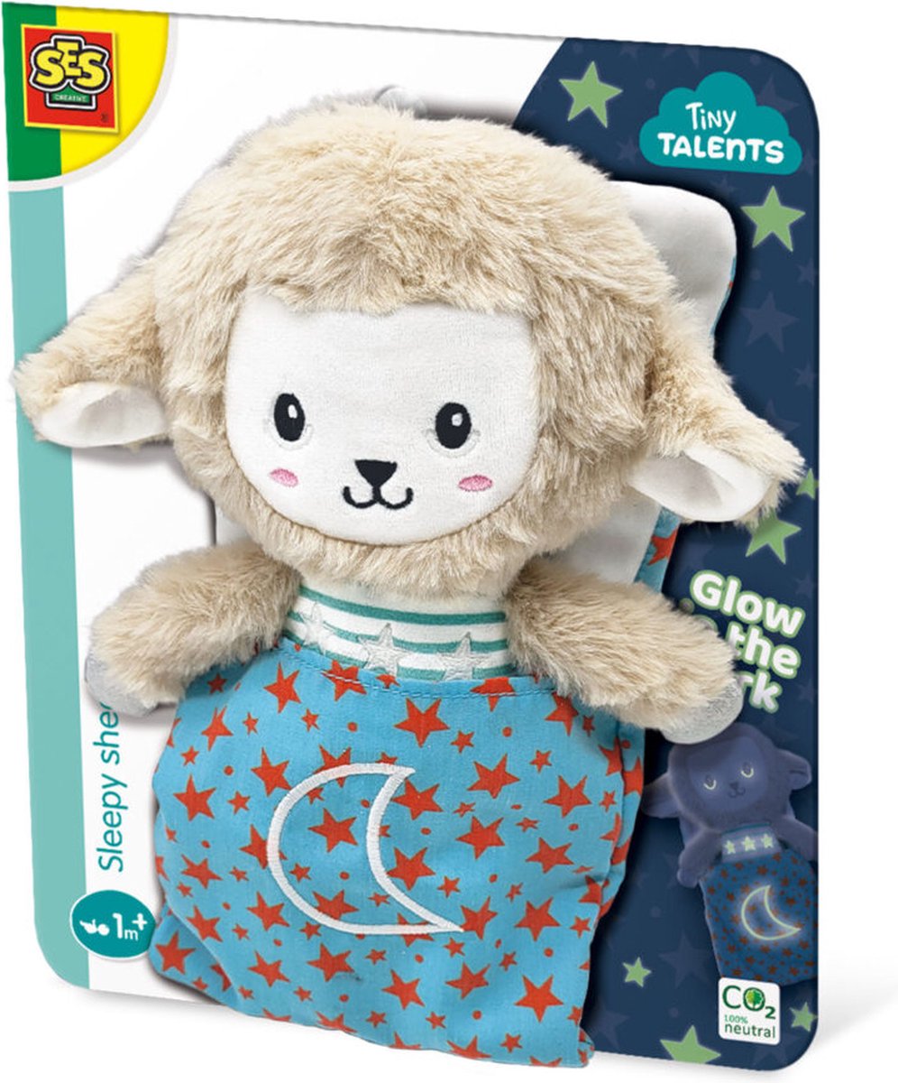   - Tiny Talents - Sleepy schaap - Night buddy glow in the dark - zachte knuffel - helpt bij het naar bed gaan