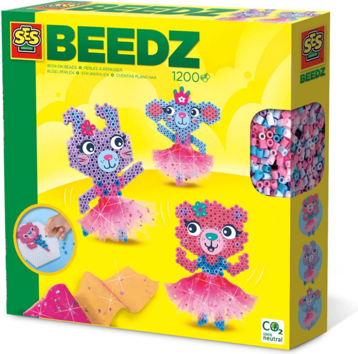   Beedz - Ballerina Dieren - 1200 strijkkralen - met legbord - PVC vrij - zelf versieren met tule