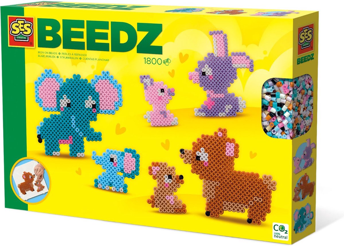   Beedz - Schattige Familie Dieren - 2100 strijkkralen - met legbord - PVC vrij