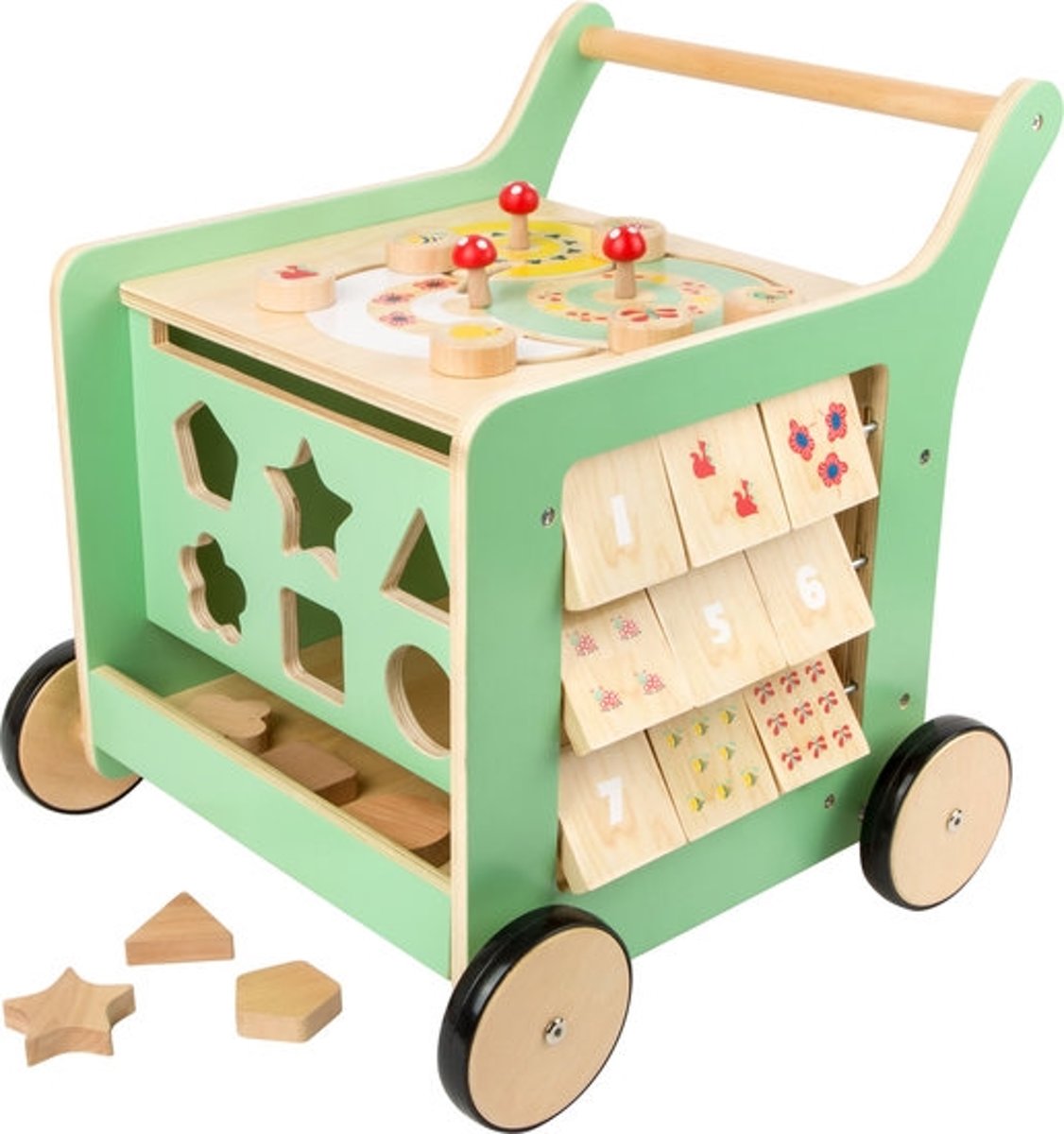 Loopwagen hout met activiteiten (baby walker) - Move it! - groen - Houten speelgoed vanaf 1 jaar - FSC®
