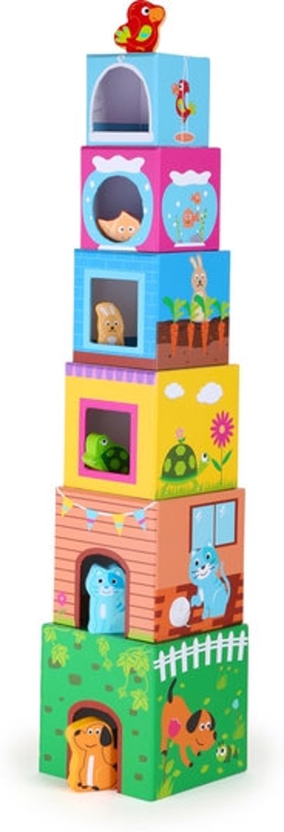 Stapel kubussen met huisdieren - Multi kleuren