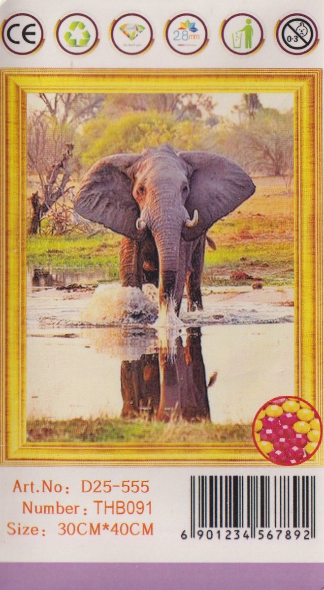 Diamond Painting Set 30x40cm Olifant - Full size ronde steentjes