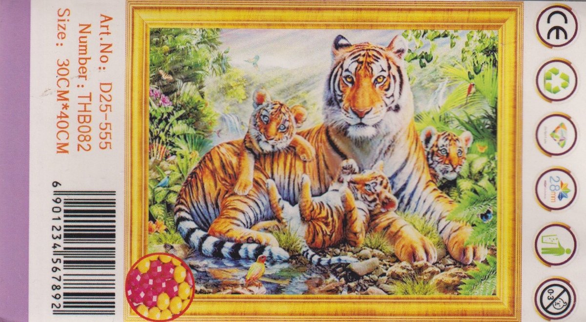Diamond Painting Set 30x40cm Tijgers Full size ronde steentjes