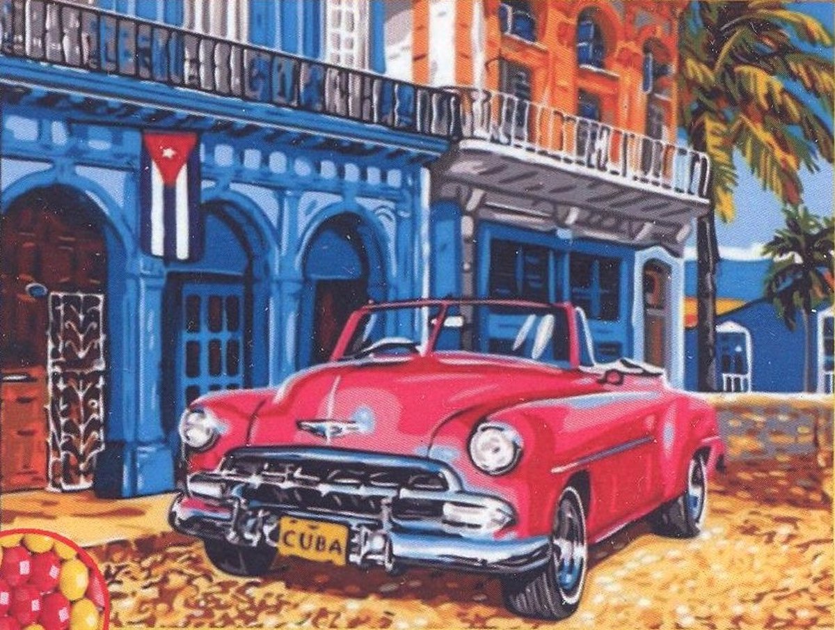 Diamond Painting Set 40x30cm Oldtimer - Full size ronde steentjes