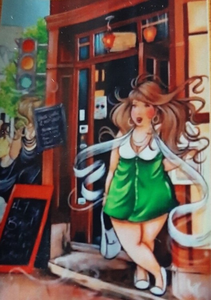 Diamond Painting Set 40x50cm Dikke Dame bij winkel Full size ronde steentjes