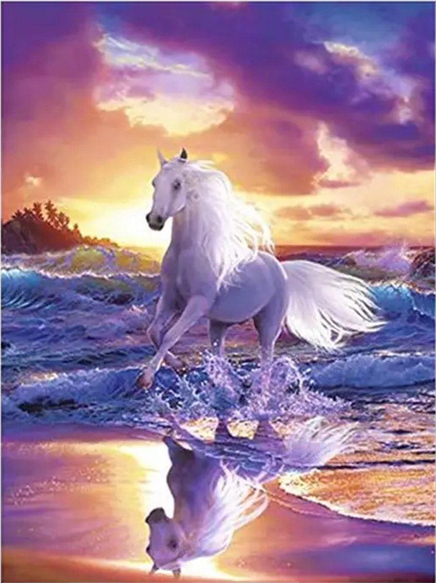 SIEPS Diamond Painting Volwassenen - Diamond Painting Kinderen - Kleurrijk Paard - Inclusief Diamond Painting Pen , Bakje & Wax - 30 x 40 CM - Diamond Painting Pakket Volledig