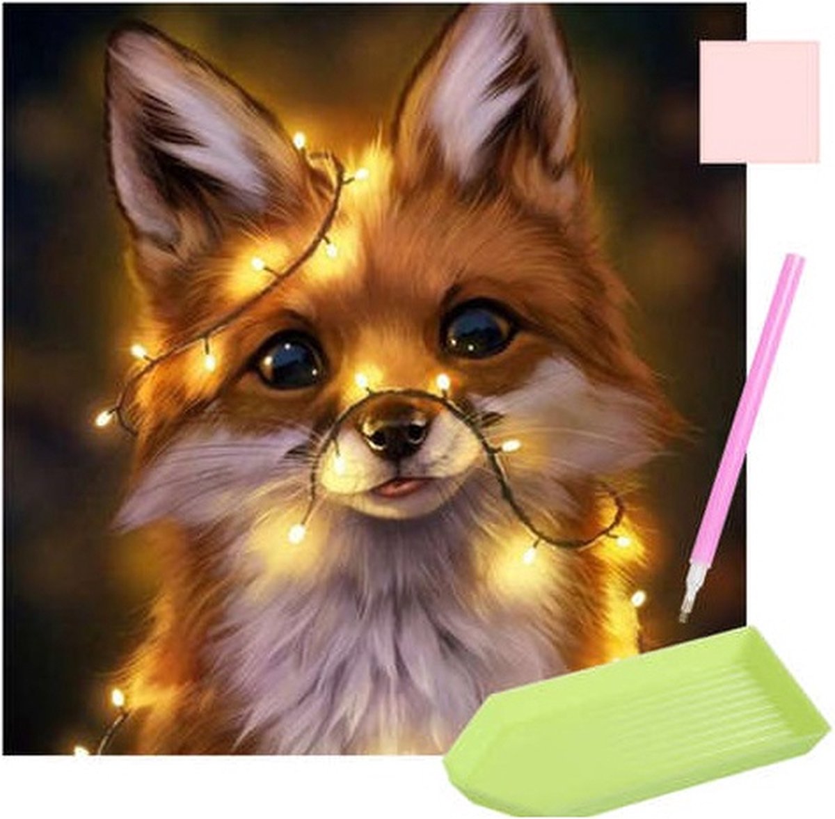 SIEPS Diamond Painting Volwassenen - Diamond Painting Kinderen - Prachtige Kleurrijke Vos - Inclusief Diamond Painting Pen , Bakje & Wax - 30 x 30 CM - Diamond Painting Pakket Volledig