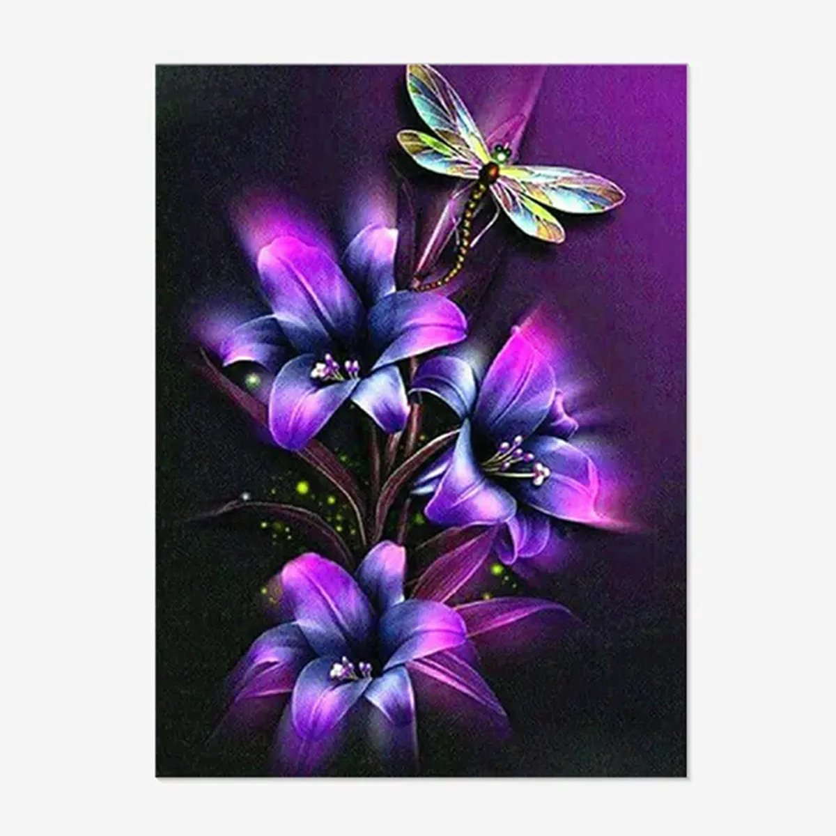 SIEPS Diamond Painting Volwassenen - Diamond Painting Kinderen -Prachtige Paarse Bloem - Inclusief Diamond Painting Pen , Bakje & Wax - 30 x 40 CM - Diamond Painting Pakket Volledig
