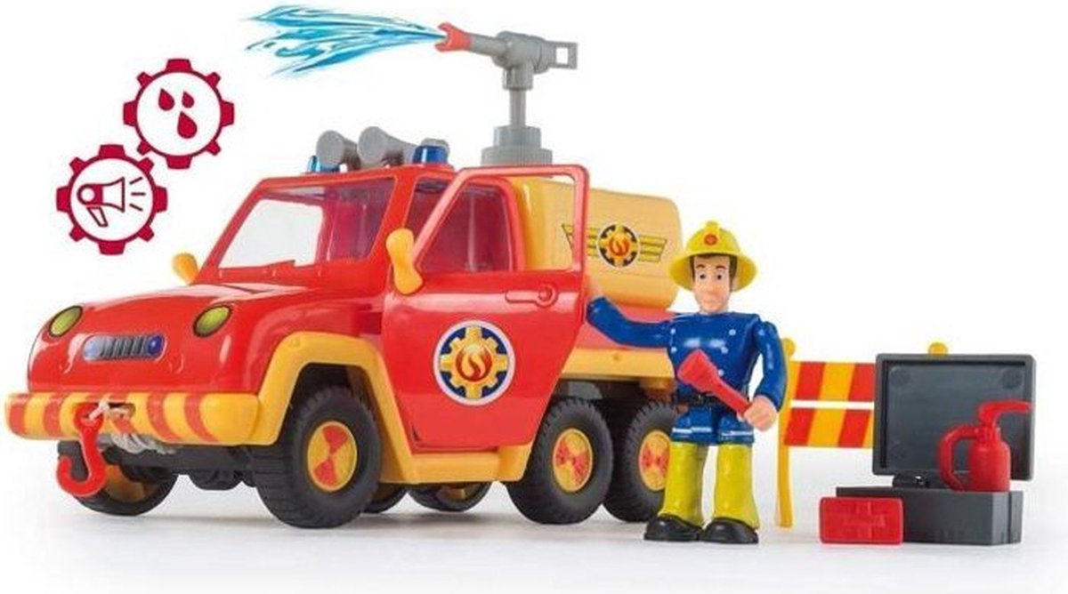 Smoby - Brandweerman Sam - Pick Up Venus - Waterlansfunctie - 4 Accessoires + 1 Beeldje Inbegrepen - Batterijen Inbegrepen
