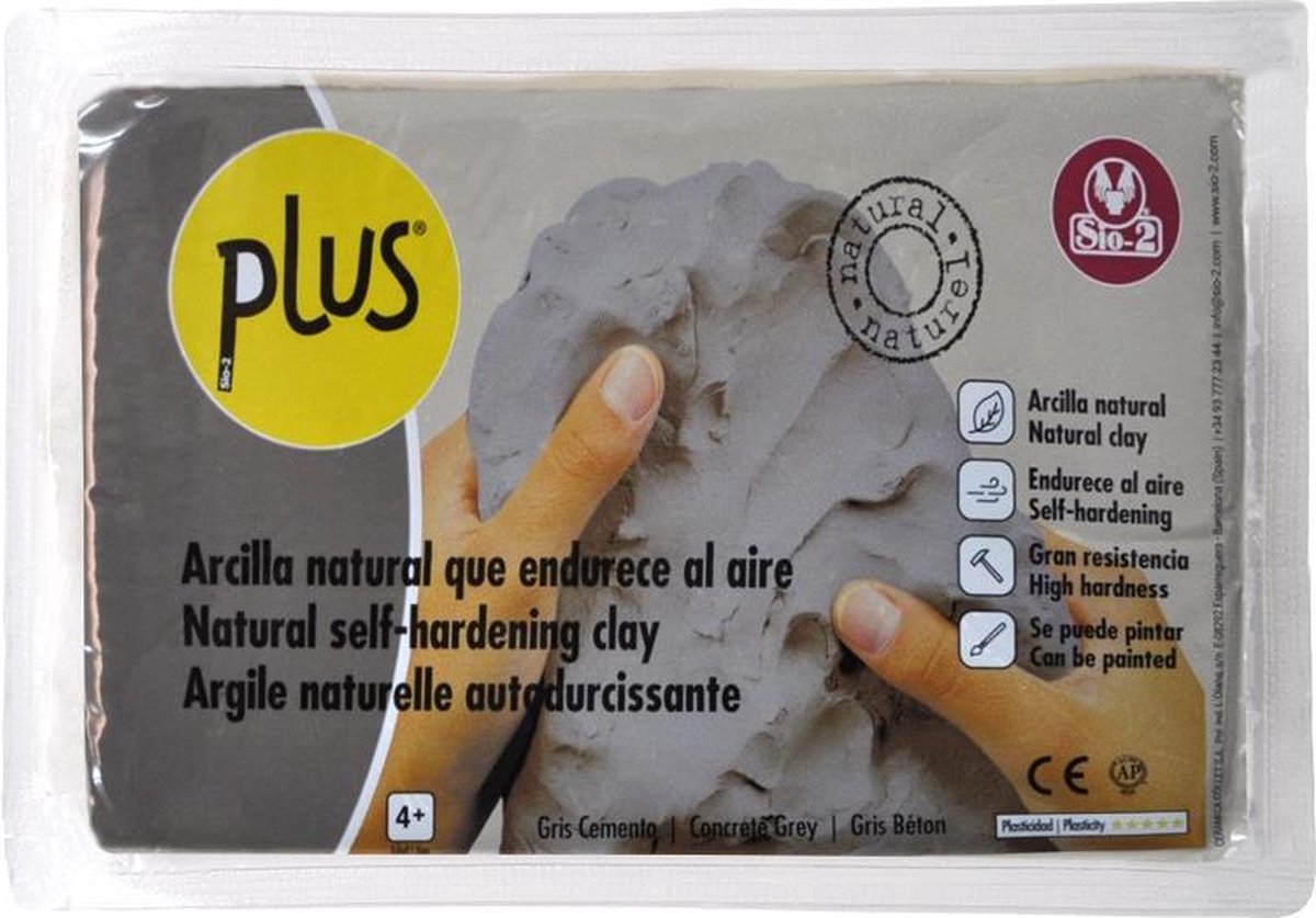 SIO-2 klei luchtdrogend 1kg beton grijs voor creatief boetseren.