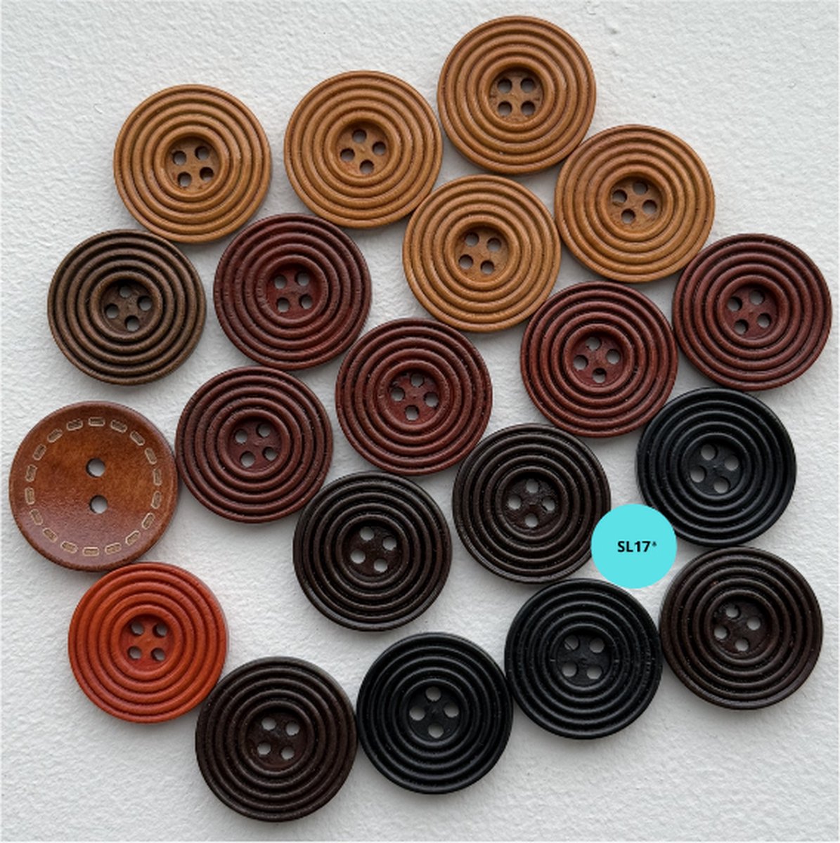   Houten Bruine Knopen - Diverse Bruine Kleuren - 23 mm - 20 Stuks
