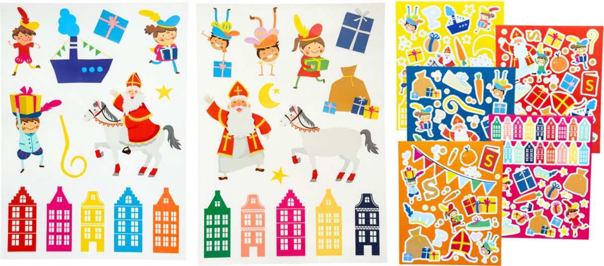 SL17 Sinterklaas Decoratie Versiering - 25+ Raamstickers - Met 150+ stickers
