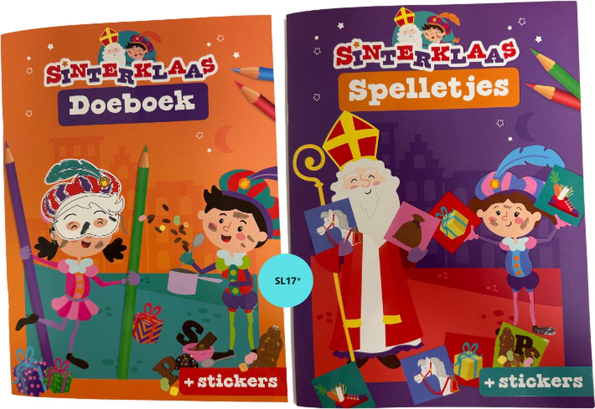 SL17 Sinterklaas Spelletjesboek en Doeboek - 23 Spelletjes - Cadeau - Stickerboek - Pakjesavond
