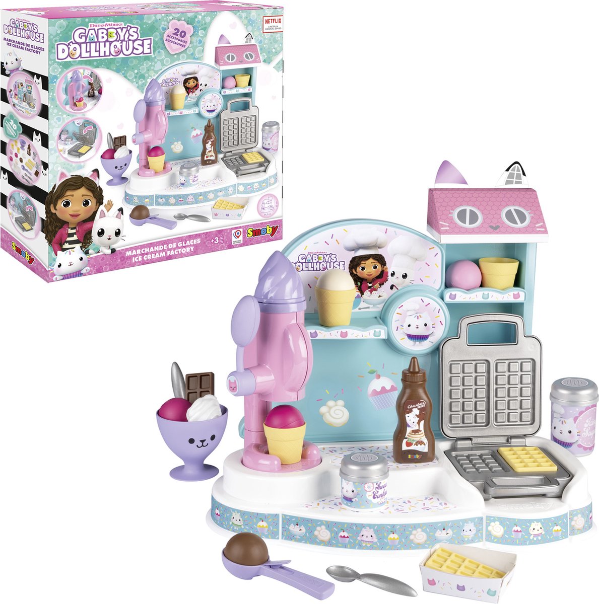 Smoby - Ijssalon -Gabby´s Dollhouse - Poppenhuis - Roze - Vanaf 3 jaar.