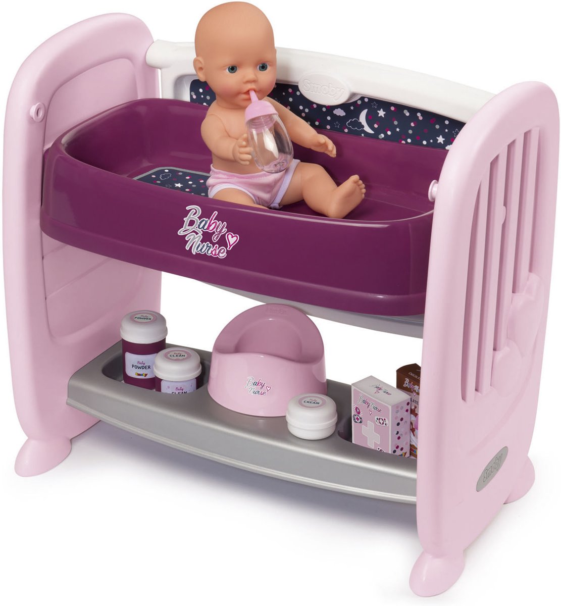 Smoby Baby Nurse Wieg en Verzorgingstafel, 2in1 Afmeting artikel: 51,5 x 47,6 x 31,7 cm