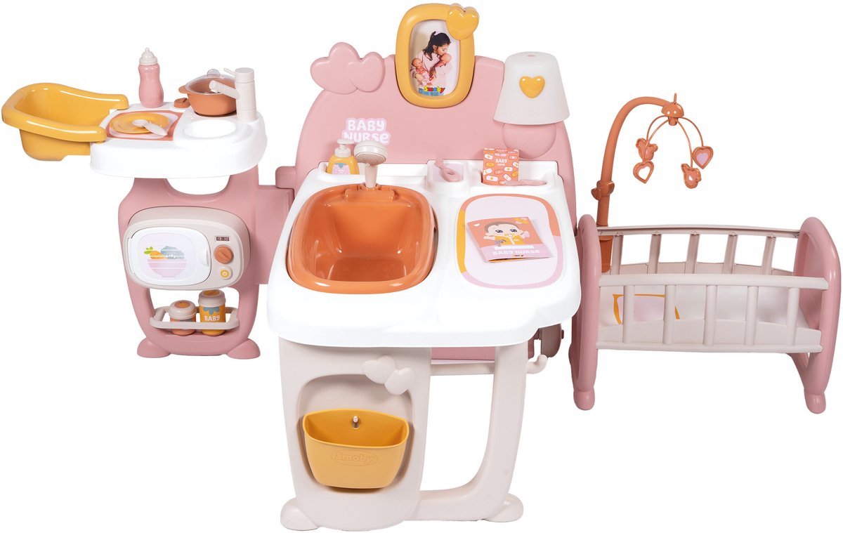 Smoby Baby nurse - Poppenmeubel - babyhuis voor pop tot 42cm - keuken, badkamer en slaapkamer - veel accessoires