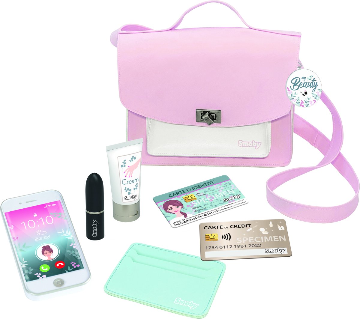 Smoby beauty tas roze speelgoedset met accessoires voor kinderen.