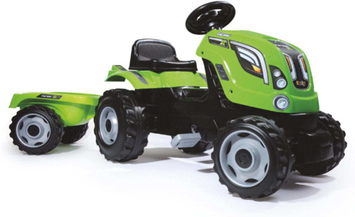 Smoby traptractor met aanhanger groen