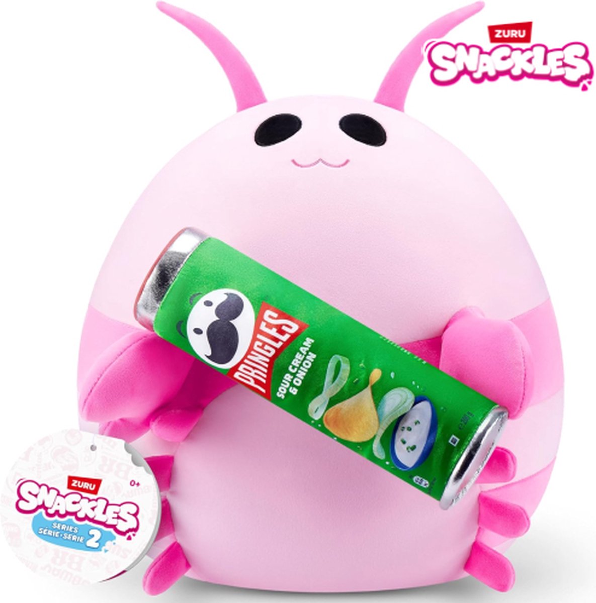 Snackles knuffel – Garnaal Lily met Pringles Chips 25 cm - Pluche Squishy Snackels Zuru Kawaii Kussen