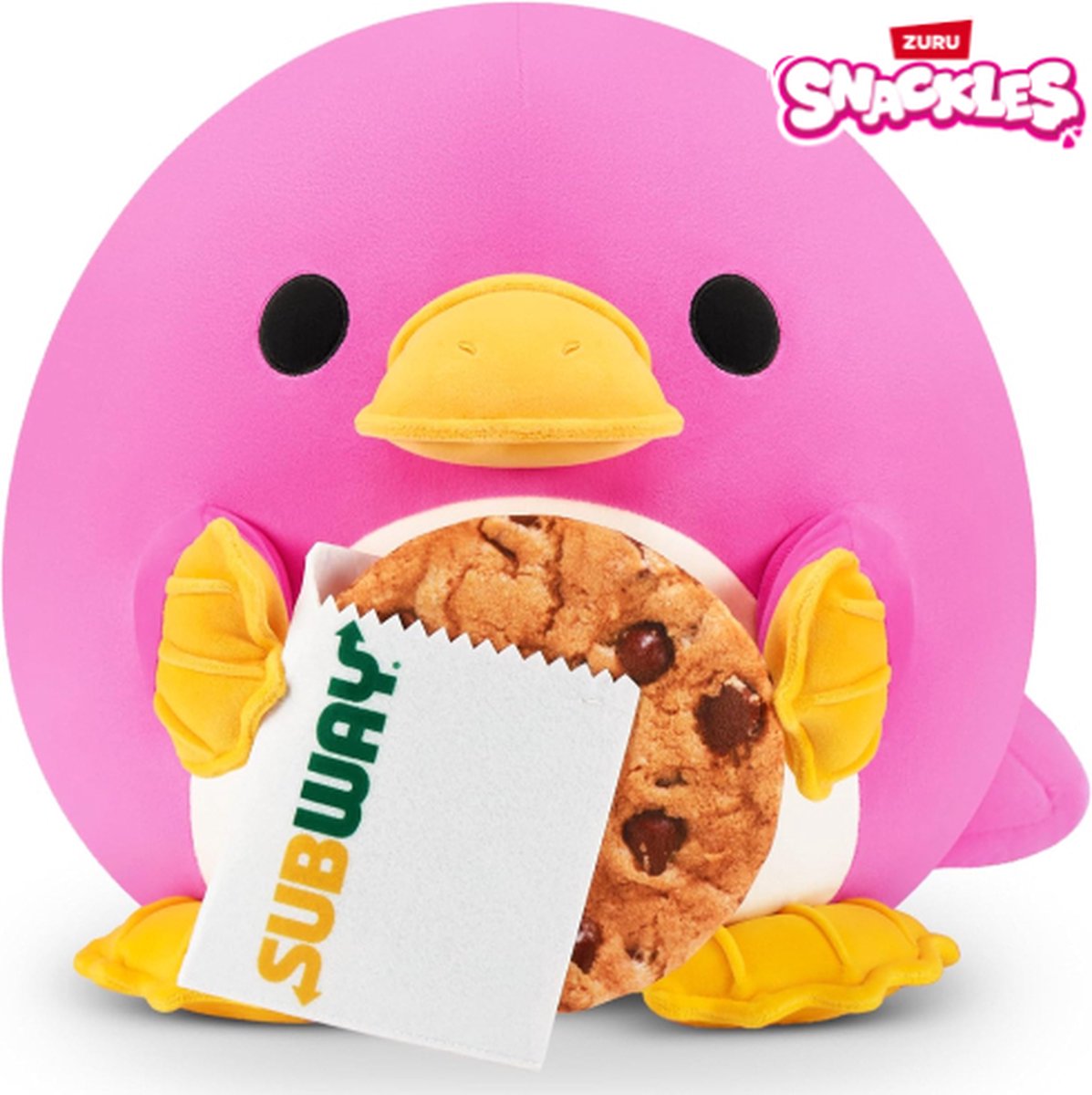 Snackles knuffel – Vogelbekdier Whitney met Subway Koekje 25 cm - Pluche Squishy Snackels Zuru Kawaii Kussen